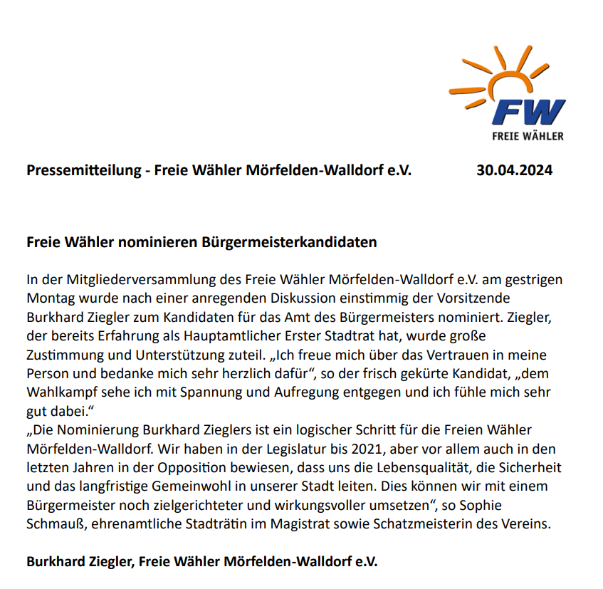 Burkhard Ziegler: Kandidat für die Bürgermeisterwahl am 16. März 2025 in Mörfelden-Walldorf Burkhard Ziegler: Kandidat für die Bürgermeisterwahl am 16. März 2025 in Mörfelden-Walldorf